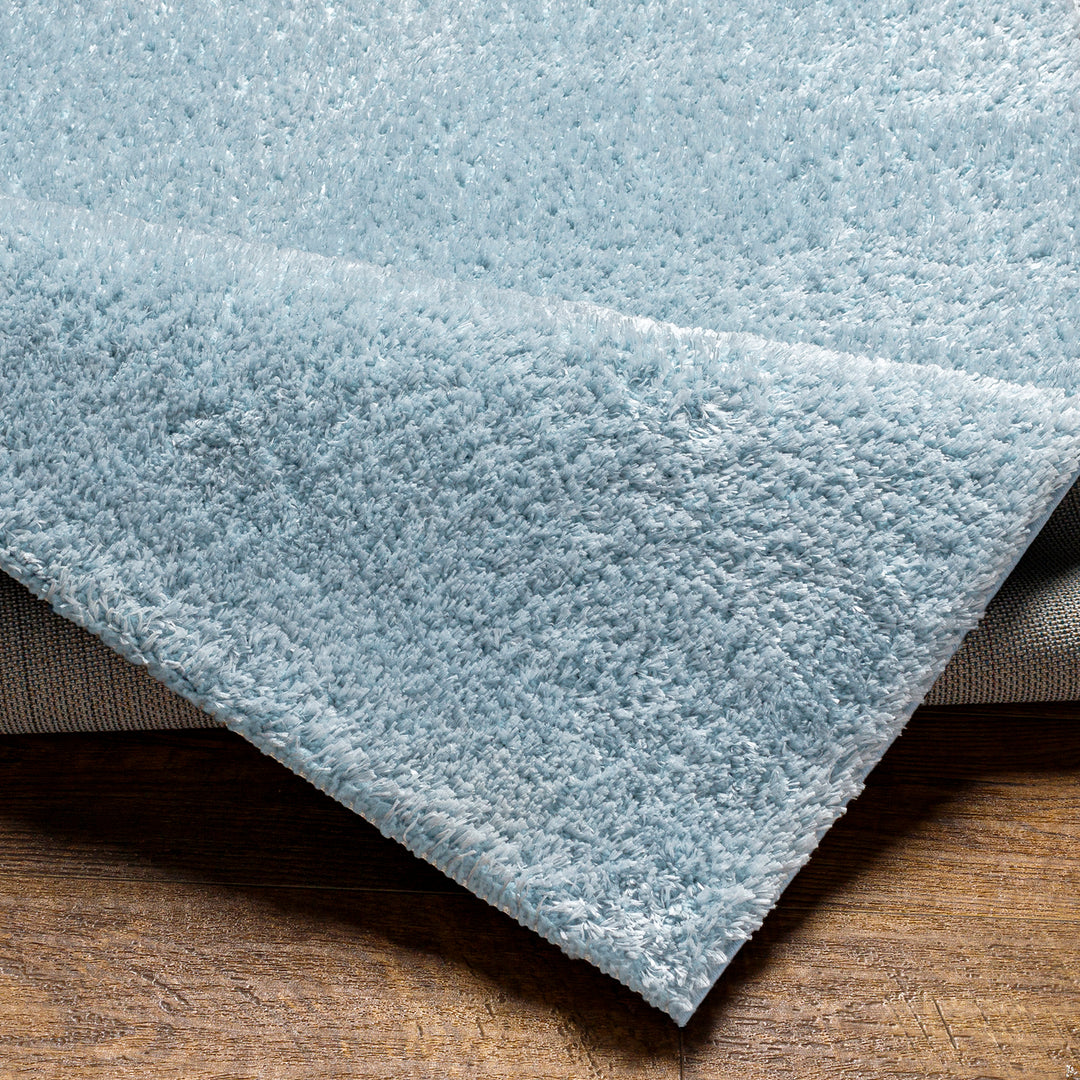 Tapis Rond Shaggy Moderne Bleu Rond Trento