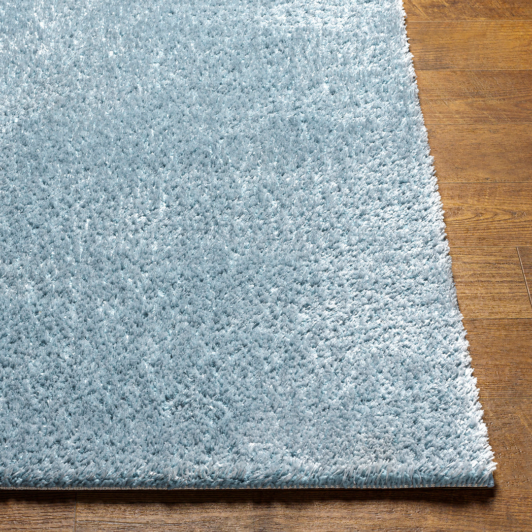 Tapis Rond Shaggy Moderne Bleu Rond Trento