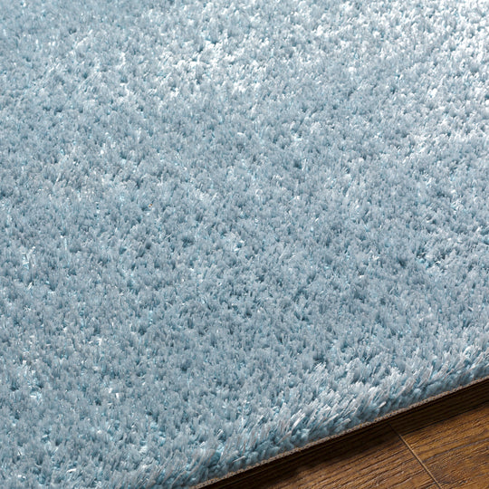 Tapis Rond Shaggy Moderne Bleu Rond Trento