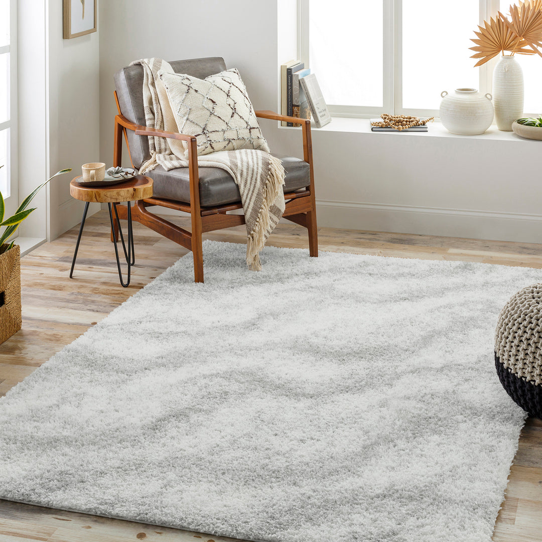 Tapis Shaggy Moderne Ivoire/Gris Genova