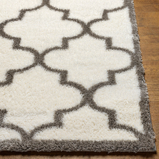 Tapis Shaggy Oriental Ivoire/Gris Halle