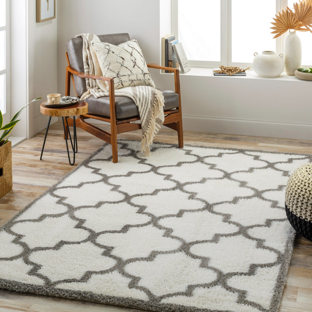 Tapis Shaggy Oriental Ivoire/Gris Halle