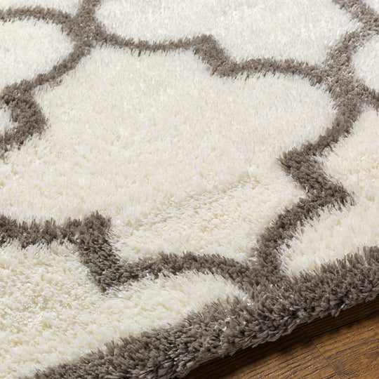 Tapis Shaggy Oriental Ivoire/Gris Halle