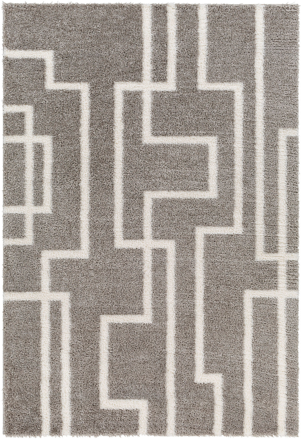 Tapis Shaggy Moderne Gris/Blanc Bragga
