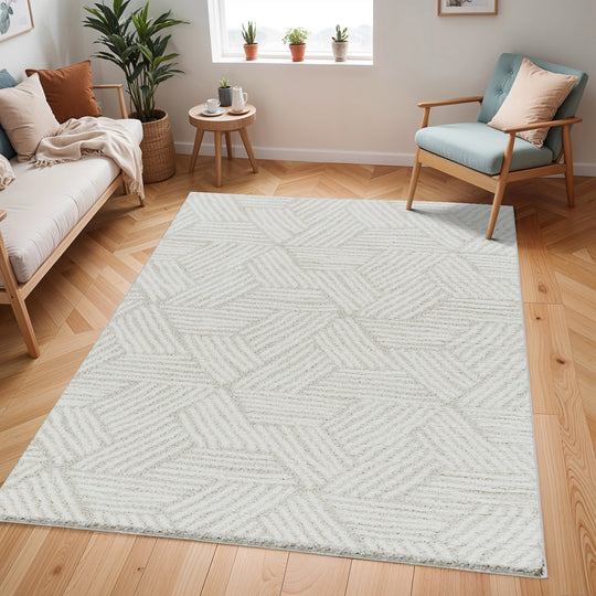 Tapis Shaggy Moderne Ivoire/Beige Eupen