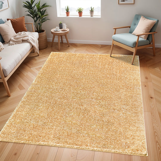 Tapis Shaggy Moderne Jaune Trento