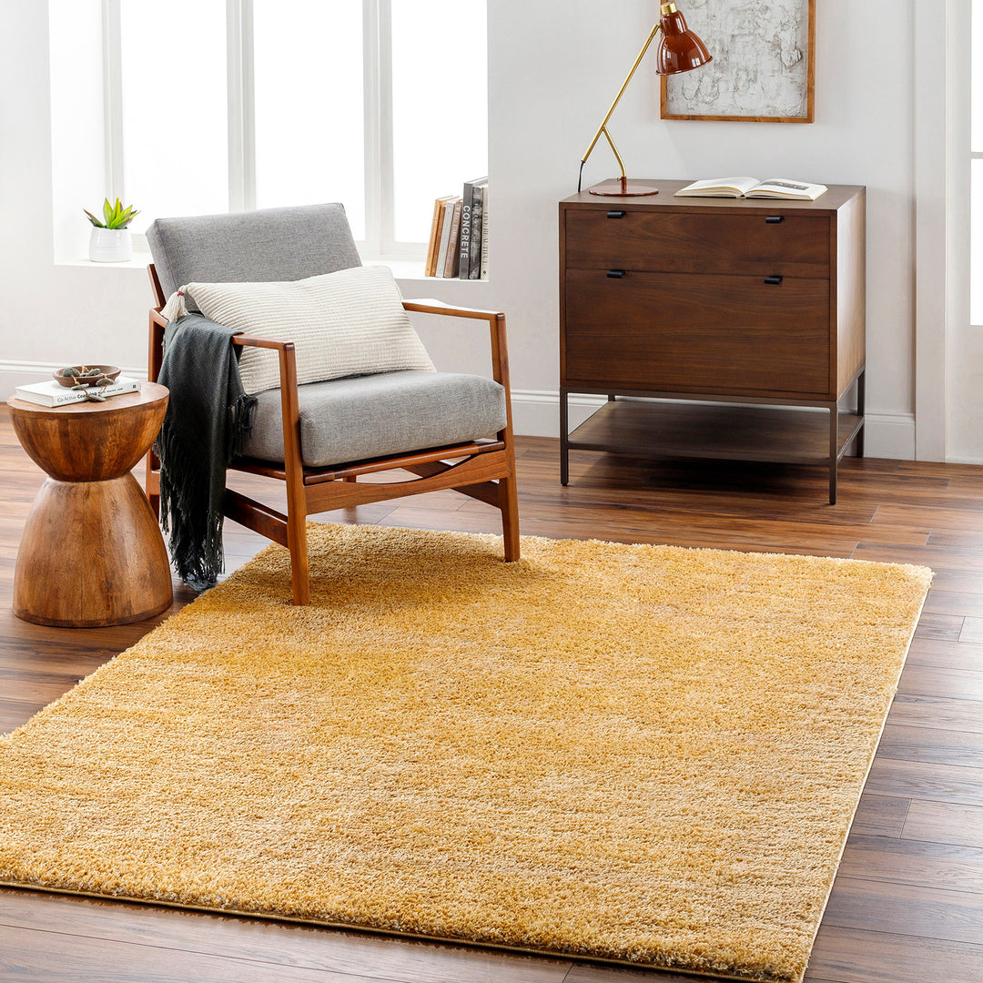 Tapis Shaggy Moderne Jaune Trento