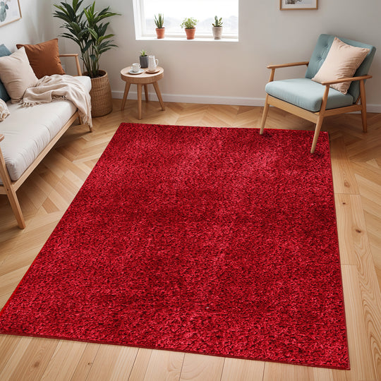 Tapis Shaggy Moderne Rouge Trento