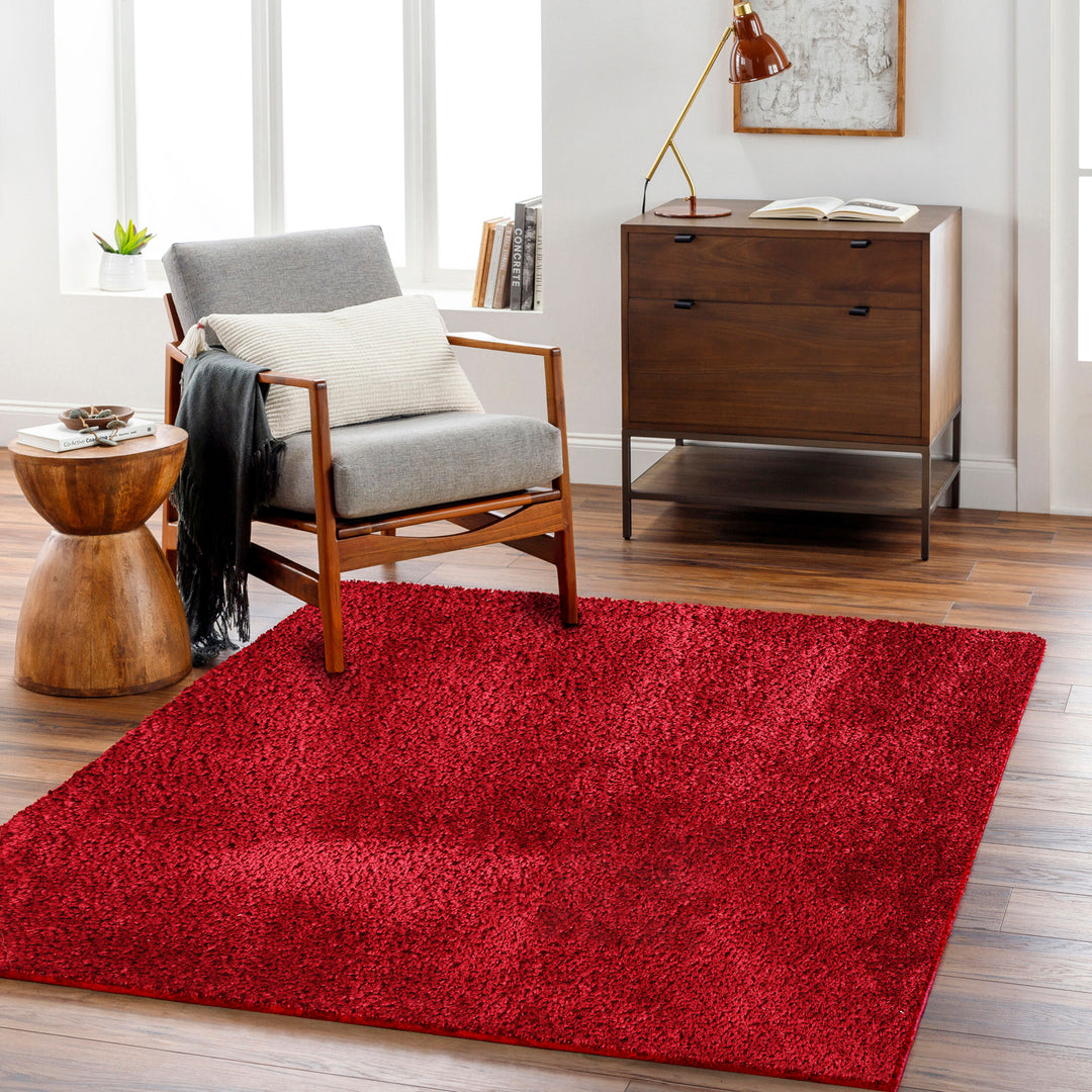 Tapis Shaggy Moderne Rouge Trento