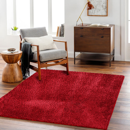 Tapis Shaggy Moderne Rouge Trento
