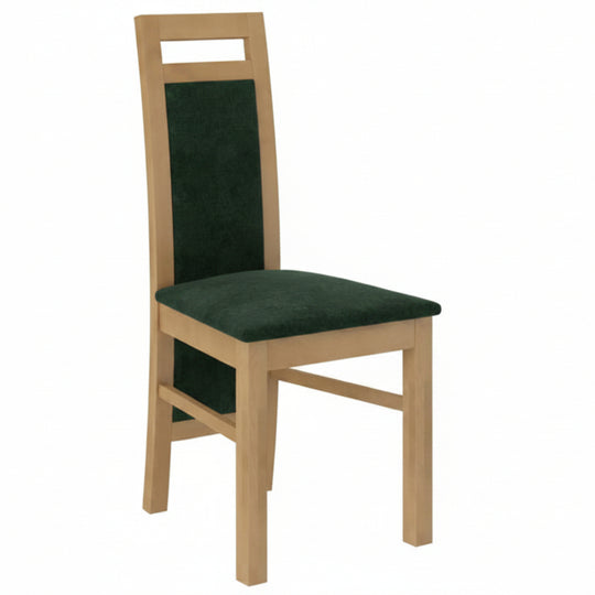 Lot de 4 chaises LES TENDANCES Mouka en bois de hêtre et tissu vert