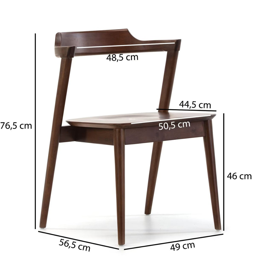 Lot de 2 chaises en bois massif Venus -noyer