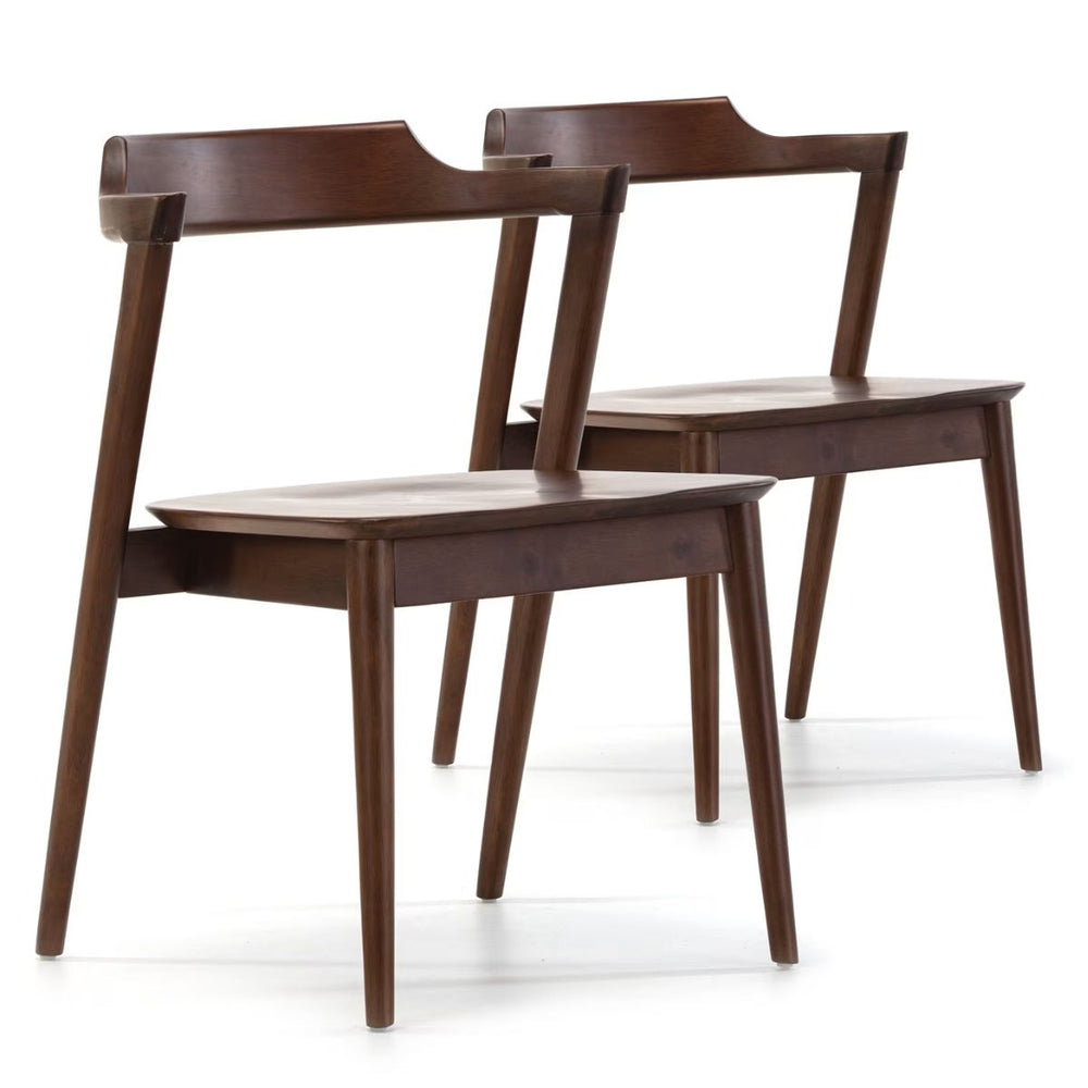 Lot de 2 chaises en bois massif Venus -noyer