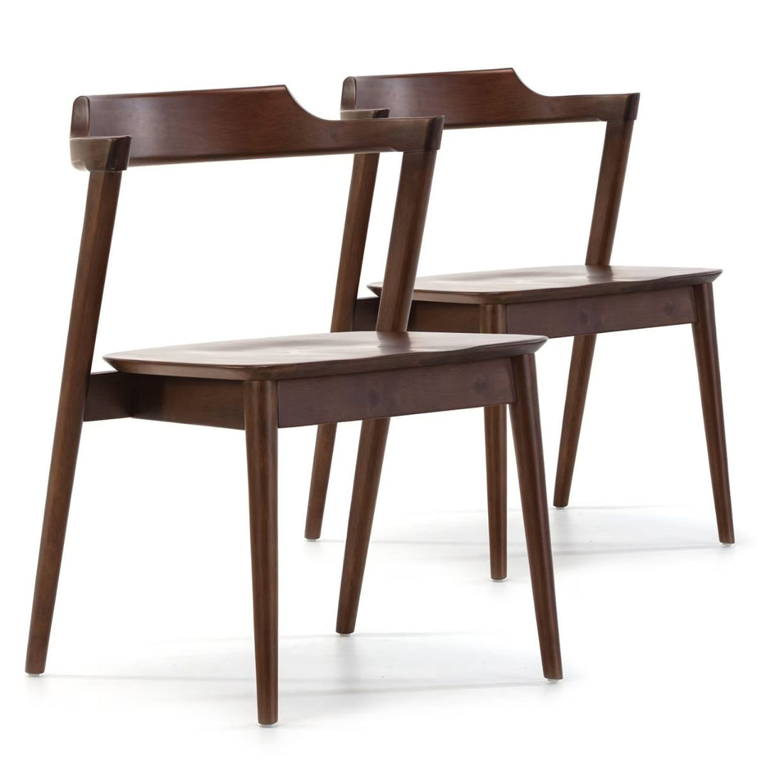 Lot de 2 chaises en bois massif Venus -noyer