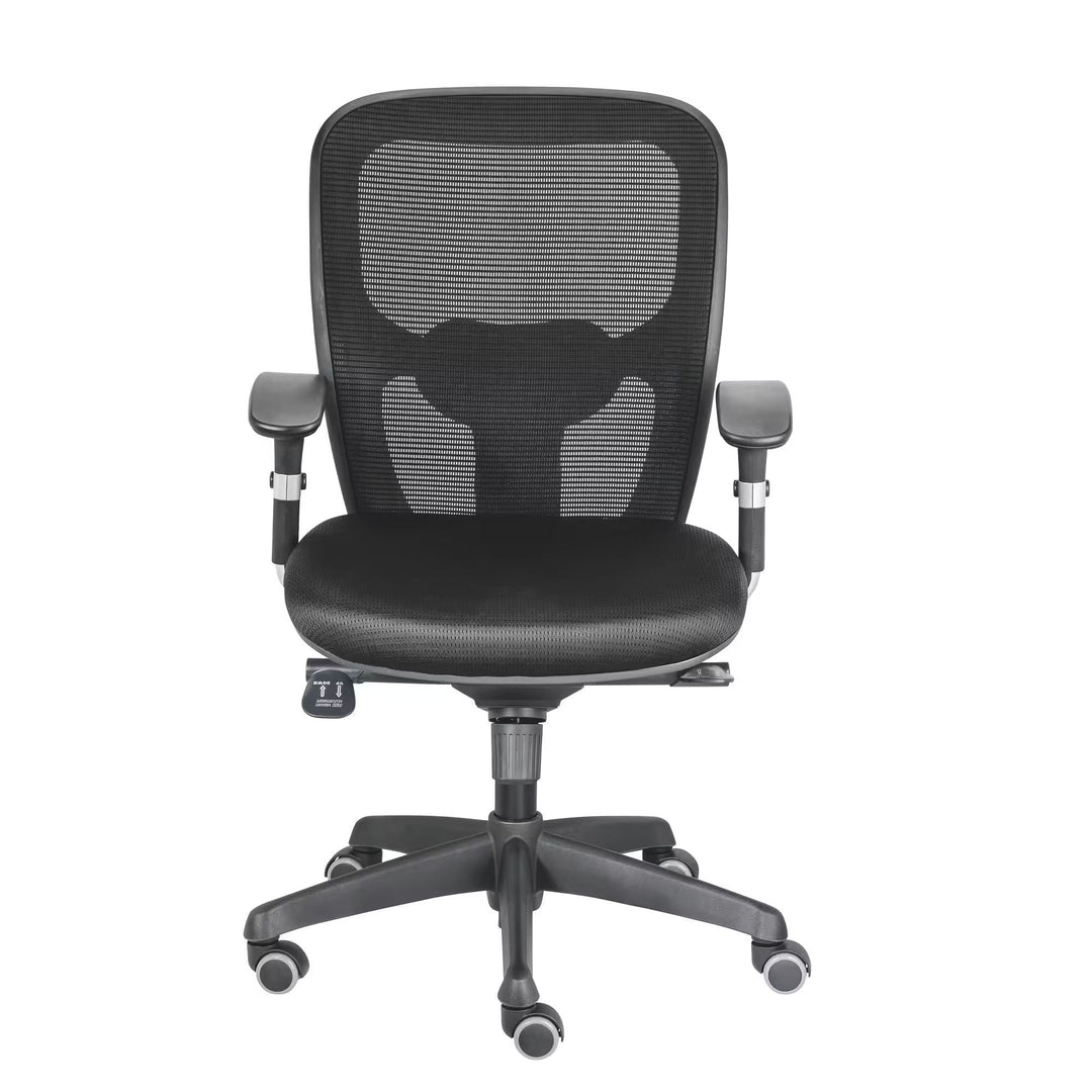 Chaise de bureau ANZIO - Dossier en maille avec accoudoirs- Soutien lombaire- Mécanisme synchrone- Pieds noir