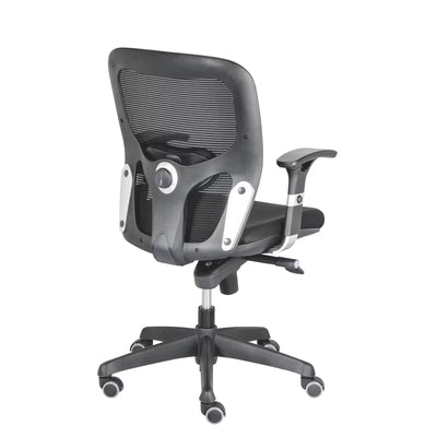 Chaise de bureau ANZIO - Dossier en maille avec accoudoirs- Soutien lombaire- Mécanisme synchrone- Pieds noir