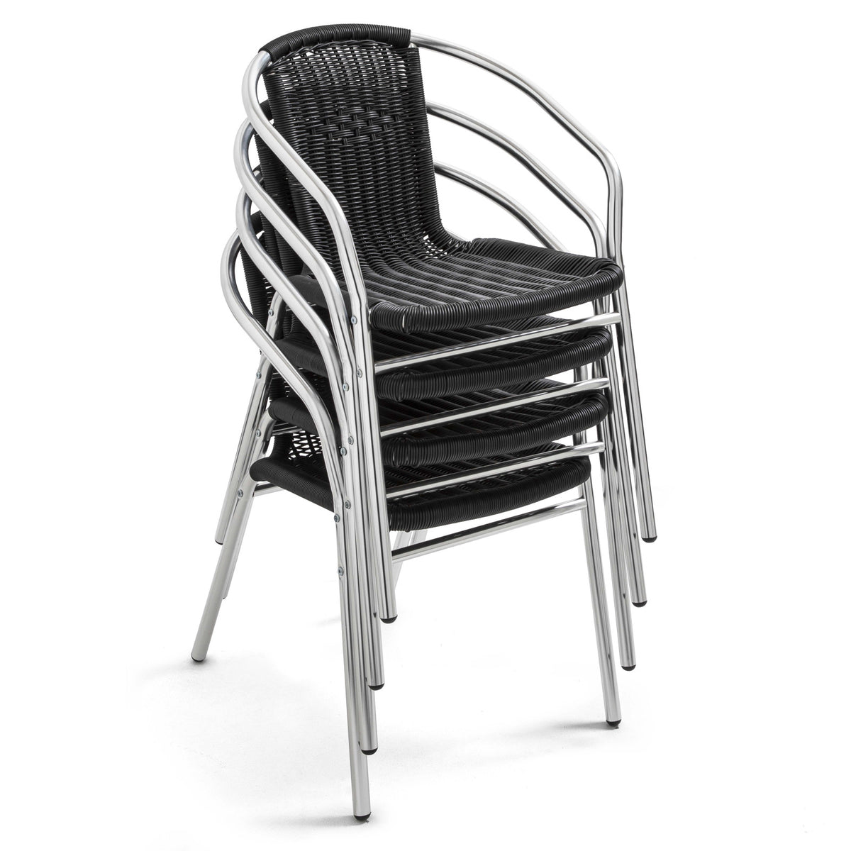 Lot de 4 chaises de jardin en aluminium et résine avec accoudoirs OVIALA