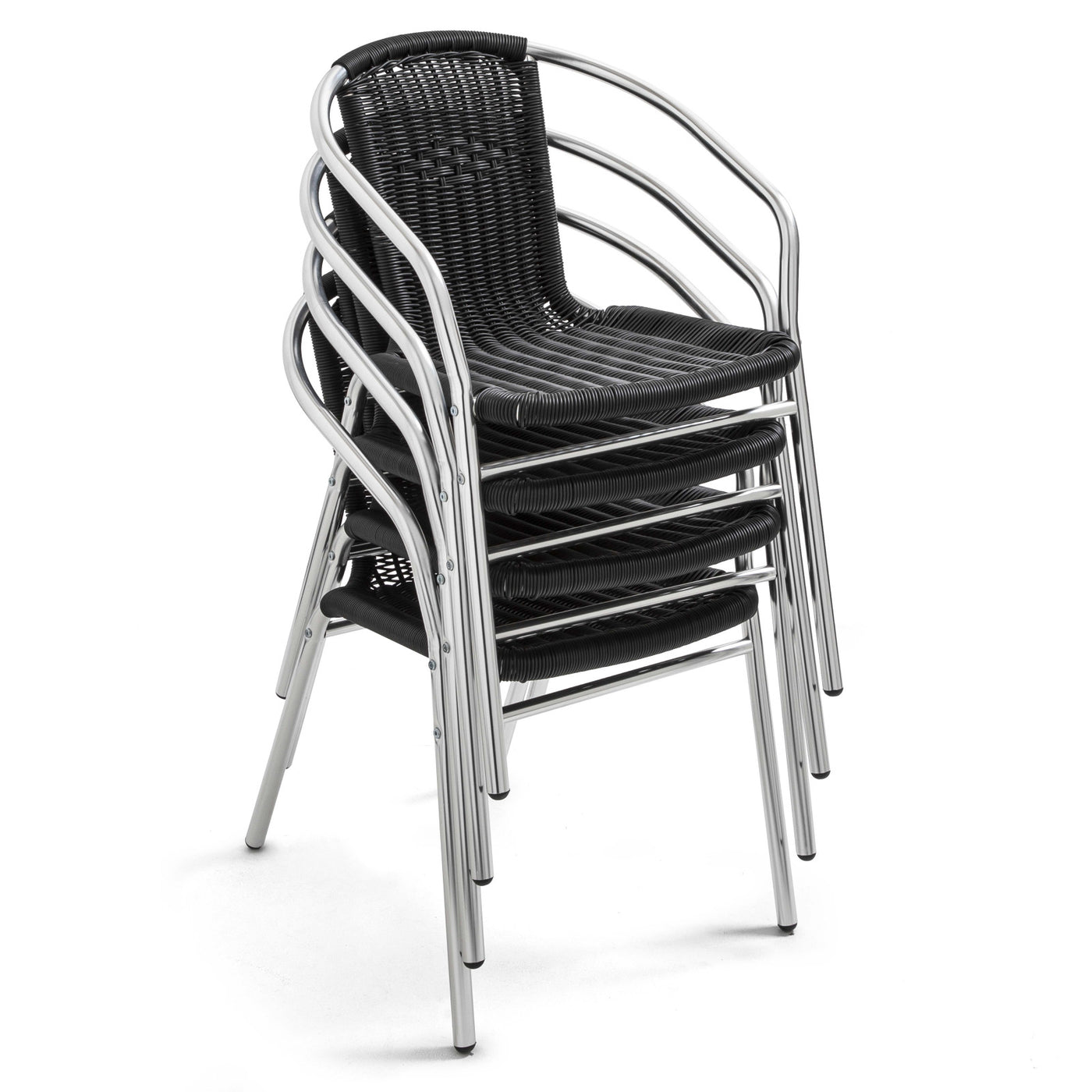 Lot de 4 chaises de jardin en aluminium et résine avec accoudoirs OVIALA