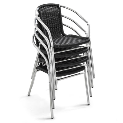 Lot de 4 chaises de jardin en aluminium et résine avec accoudoirs OVIALA