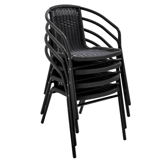 Lot de 4 chaises de jardin OVIALA Saint Germain en aluminium et résine avec accoudoirs