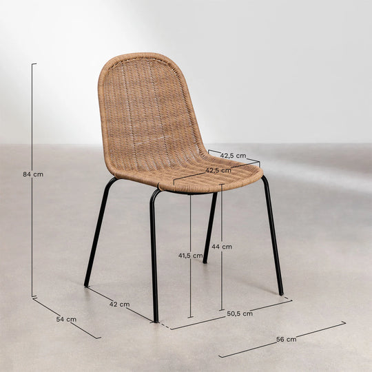 Lot de 4 chaises SKLUM Reiven empilable en rotin et métal