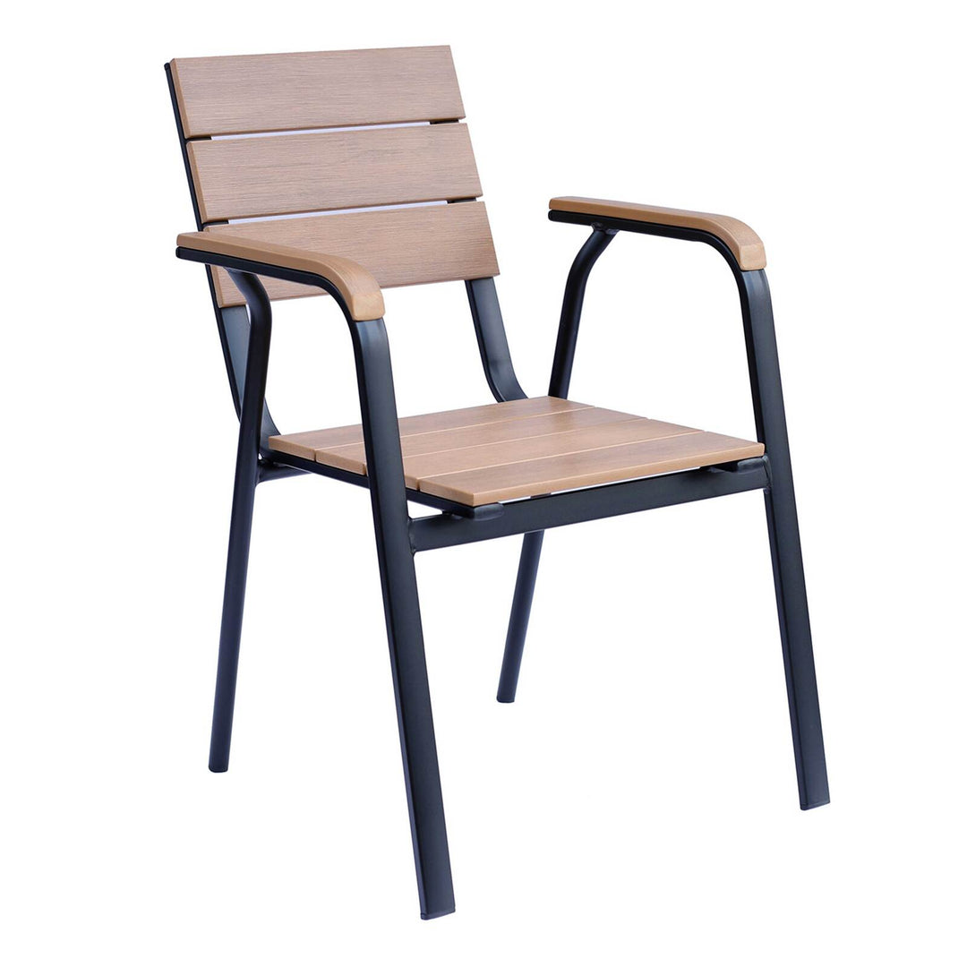 Lot de 4 chaises de jardin en aluminium et polywood avec accoudoirs TOMAR