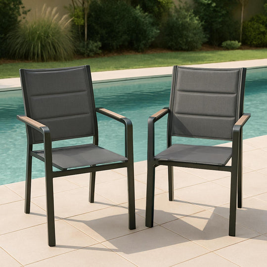 Lot de 4 chaises de jardin en aluminium avec accoudoirs CIOTAT