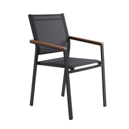 Lot de 4 chaises de jardin en aluminium et textilène avec accoudoirs JAKARTA