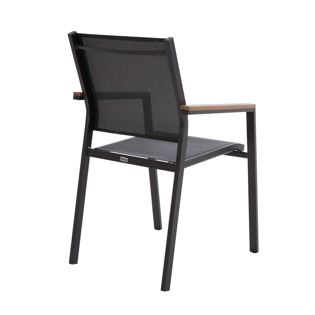 Lot de 4 chaises de jardin en aluminium et textilène avec accoudoirs JAKARTA