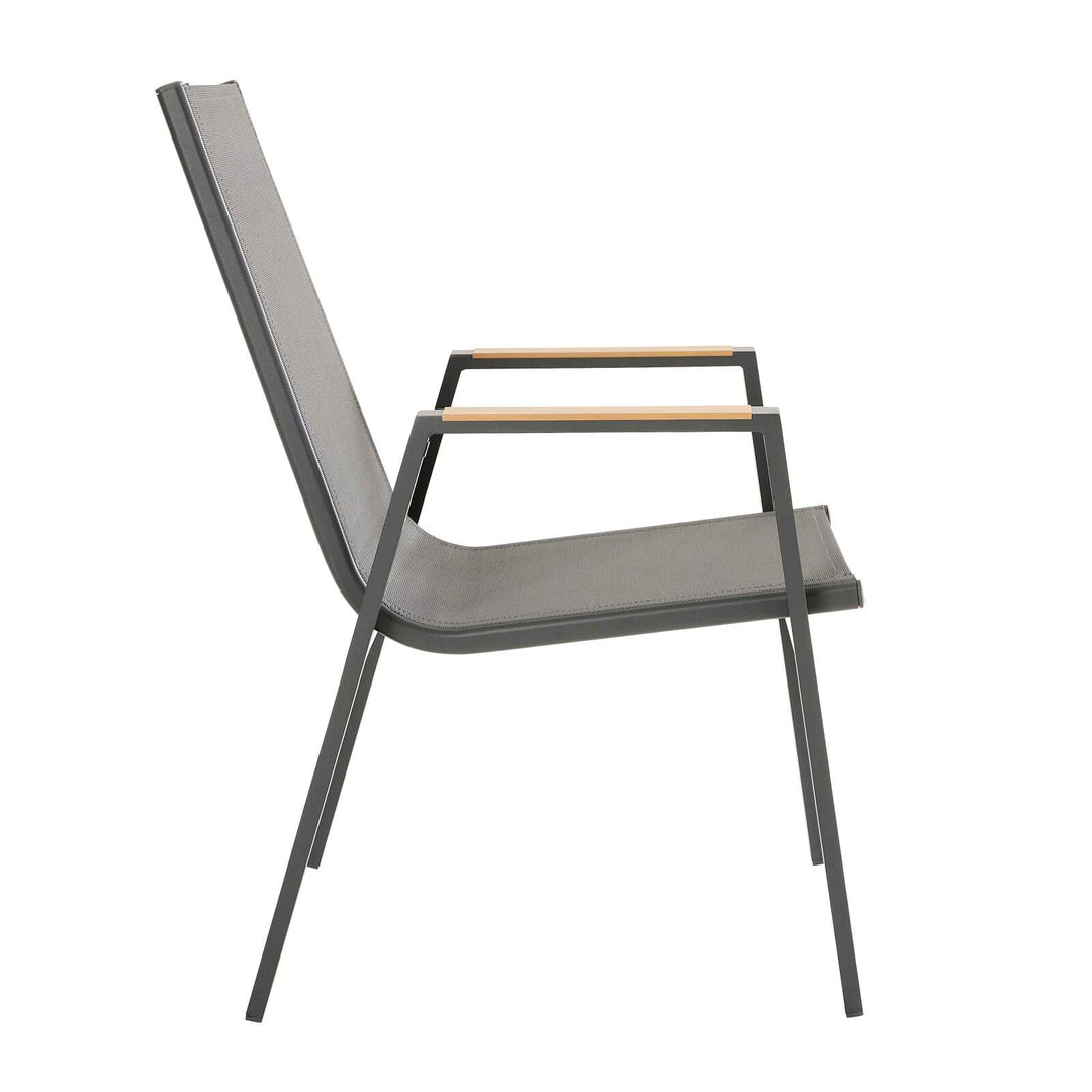Lot de 6 chaises de jardin en aluminium et bois d'acacia avec accoudoirs SAVANNAH