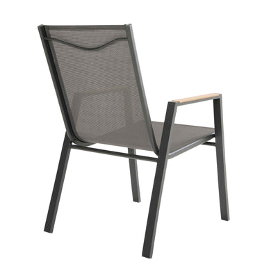Lot de 6 chaises de jardin en aluminium et bois d'acacia avec accoudoirs SAVANNAH