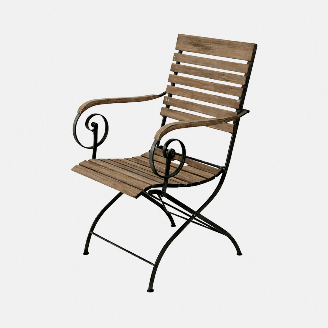 Chaise de jardin pliable LOBERON Iker en bois et métal noir