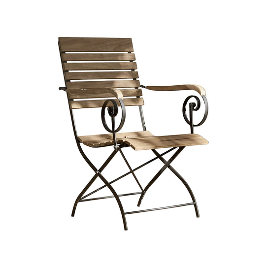 Chaise de jardin pliable LOBERON Iker en bois et métal noir