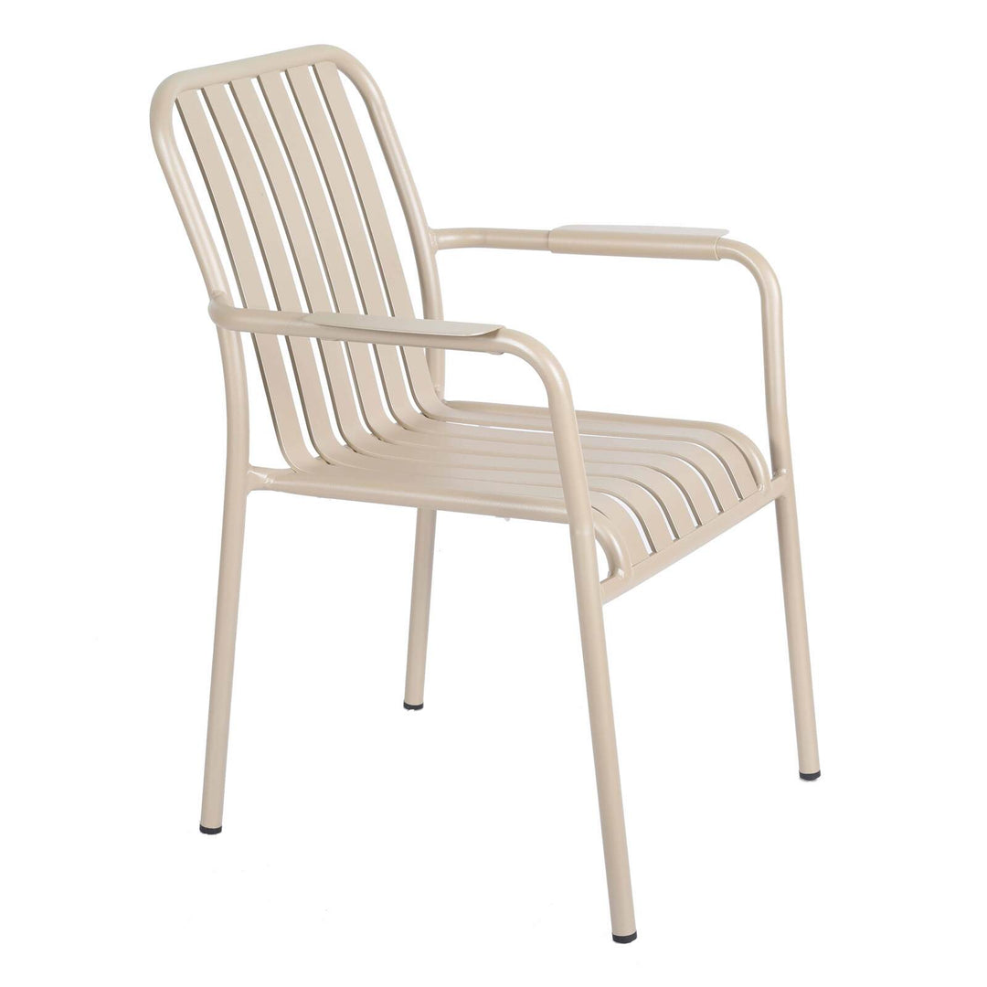 Lot de 4 fauteuils de jardin Oviala en metal FARO taupe