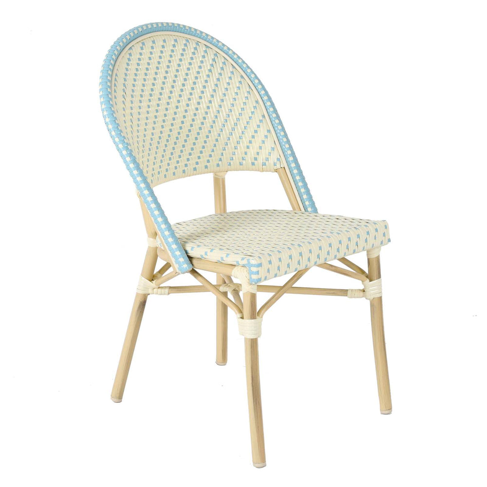 Lot de 4 chaises de jardin type bistrot parisien en aluminium et rotin synthétique MARAIS