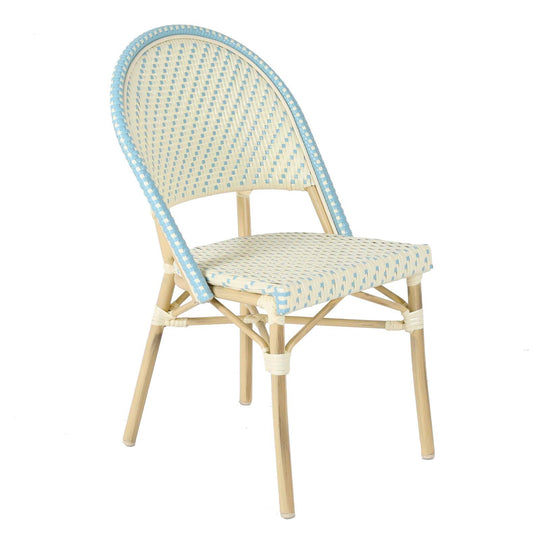 Lot de 4 chaises de jardin type bistrot parisien en aluminium et rotin synthétique MARAIS