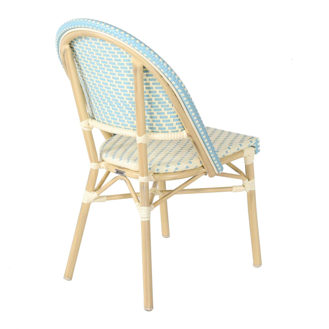 Lot de 4 chaises de jardin type bistrot parisien en aluminium et rotin synthétique MARAIS