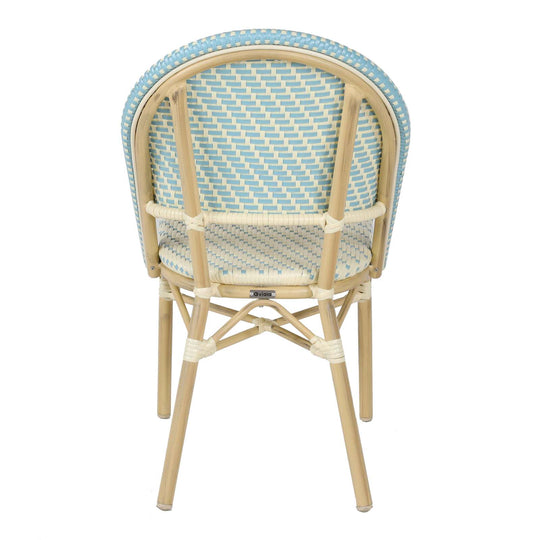 Lot de 4 chaises de jardin type bistrot parisien en aluminium et rotin synthétique MARAIS