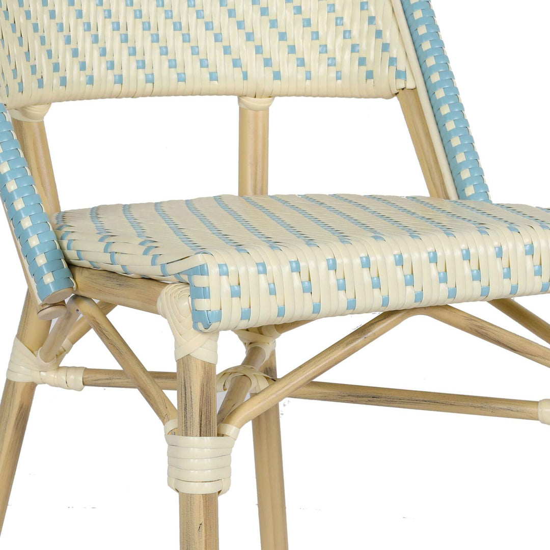 Lot de 4 chaises de jardin type bistrot parisien en aluminium et rotin synthétique MARAIS