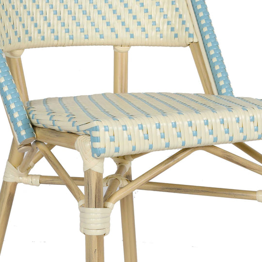 Lot de 4 chaises de jardin type bistrot parisien en aluminium et rotin synthétique MARAIS