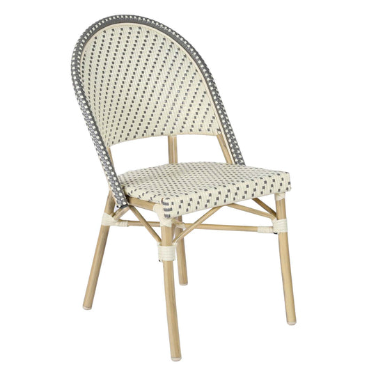 Lot de 4 chaises de jardin type bistrot parisien en aluminium et rotin synthétique MARAIS gris