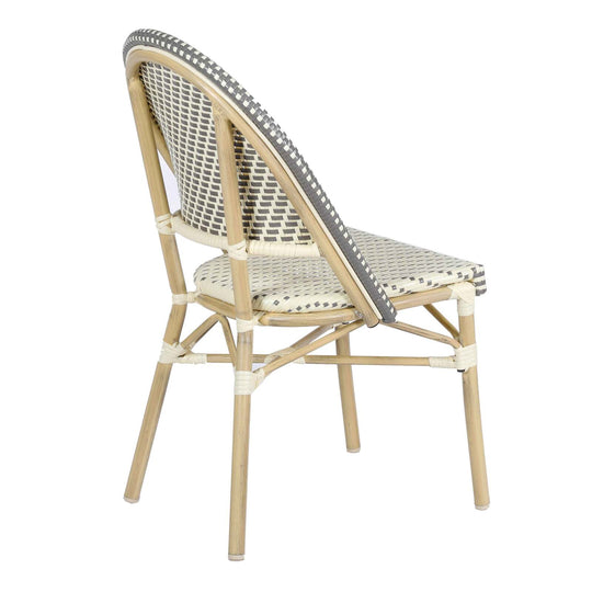 Lot de 4 chaises de jardin type bistrot parisien en aluminium et rotin synthétique MARAIS gris
