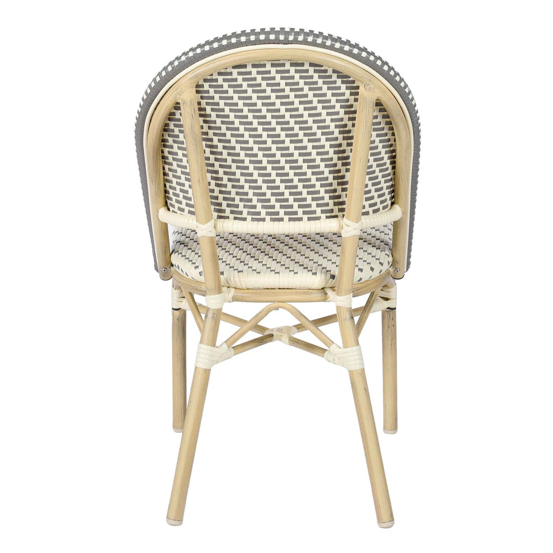 Lot de 4 chaises de jardin type bistrot parisien en aluminium et rotin synthétique MARAIS gris
