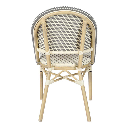Lot de 4 chaises de jardin type bistrot parisien en aluminium et rotin synthétique MARAIS gris