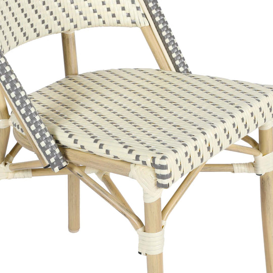 Lot de 4 chaises de jardin type bistrot parisien en aluminium et rotin synthétique MARAIS gris