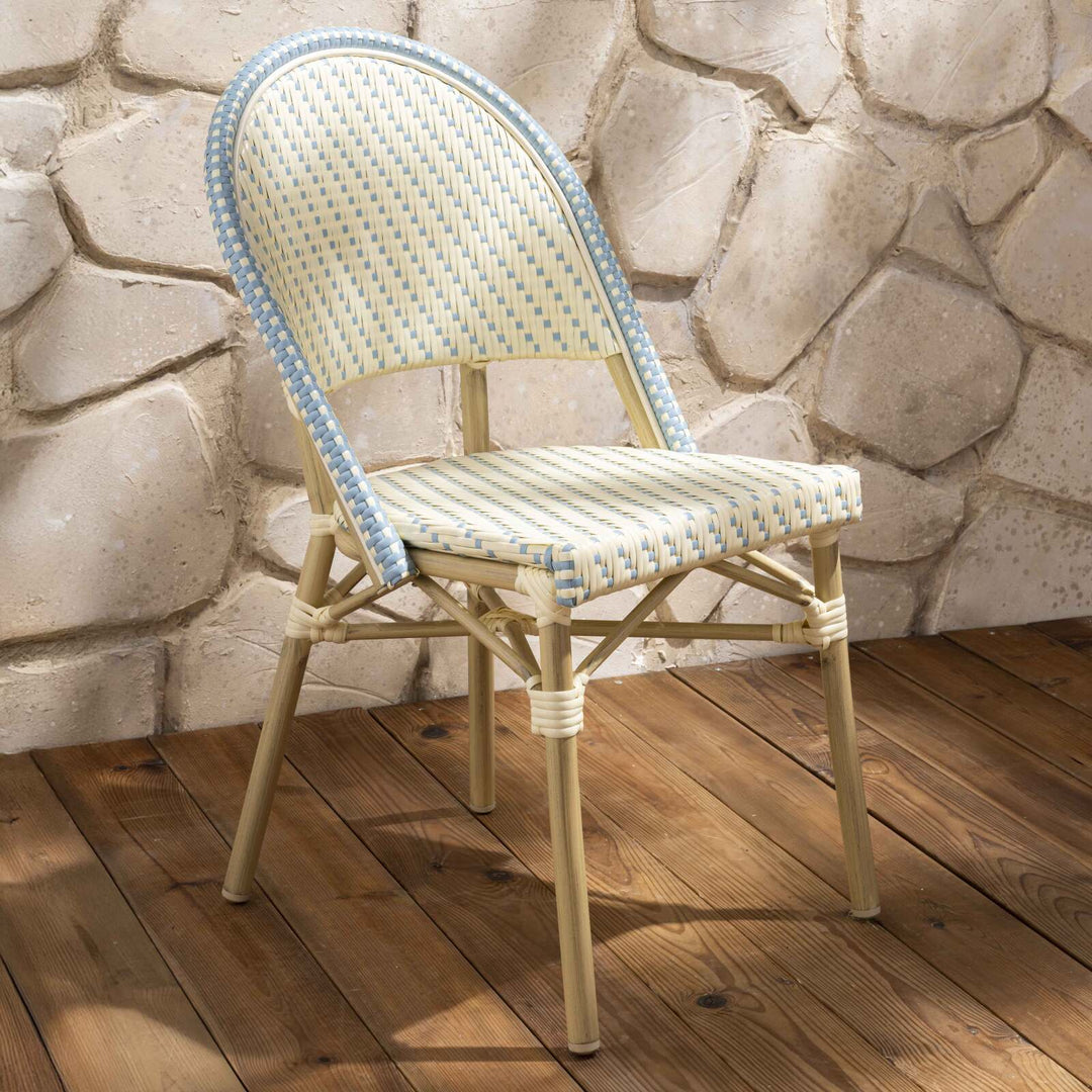 Lot de 4 chaises de jardin type bistrot parisien en aluminium et rotin synthétique MARAIS