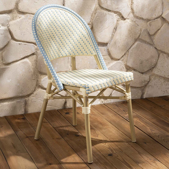 Lot de 4 chaises de jardin type bistrot parisien en aluminium et rotin synthétique MARAIS