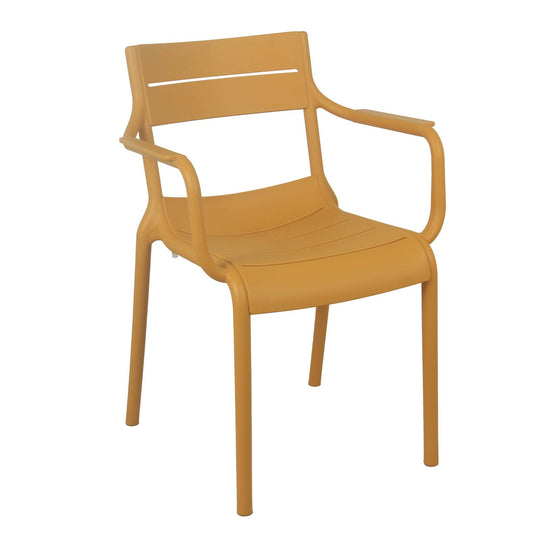 Lot de 4 chaises de jardin en plastique avec accoudoirs Jaune Moutarde PANAME