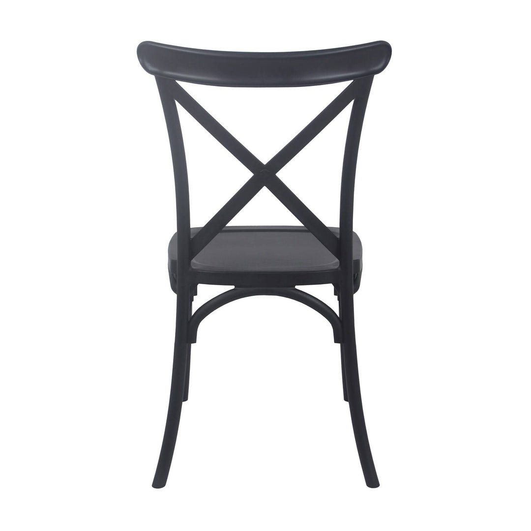 Lot de 4 chaises de jardin en plastique noir style bistrot DUBLIN