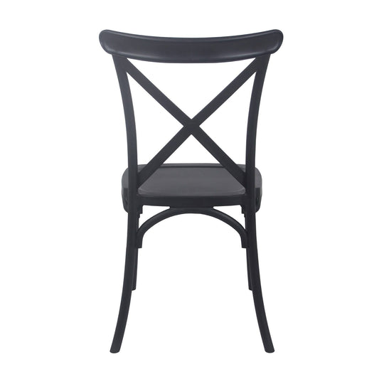 Lot de 4 chaises de jardin en plastique noir style bistrot DUBLIN